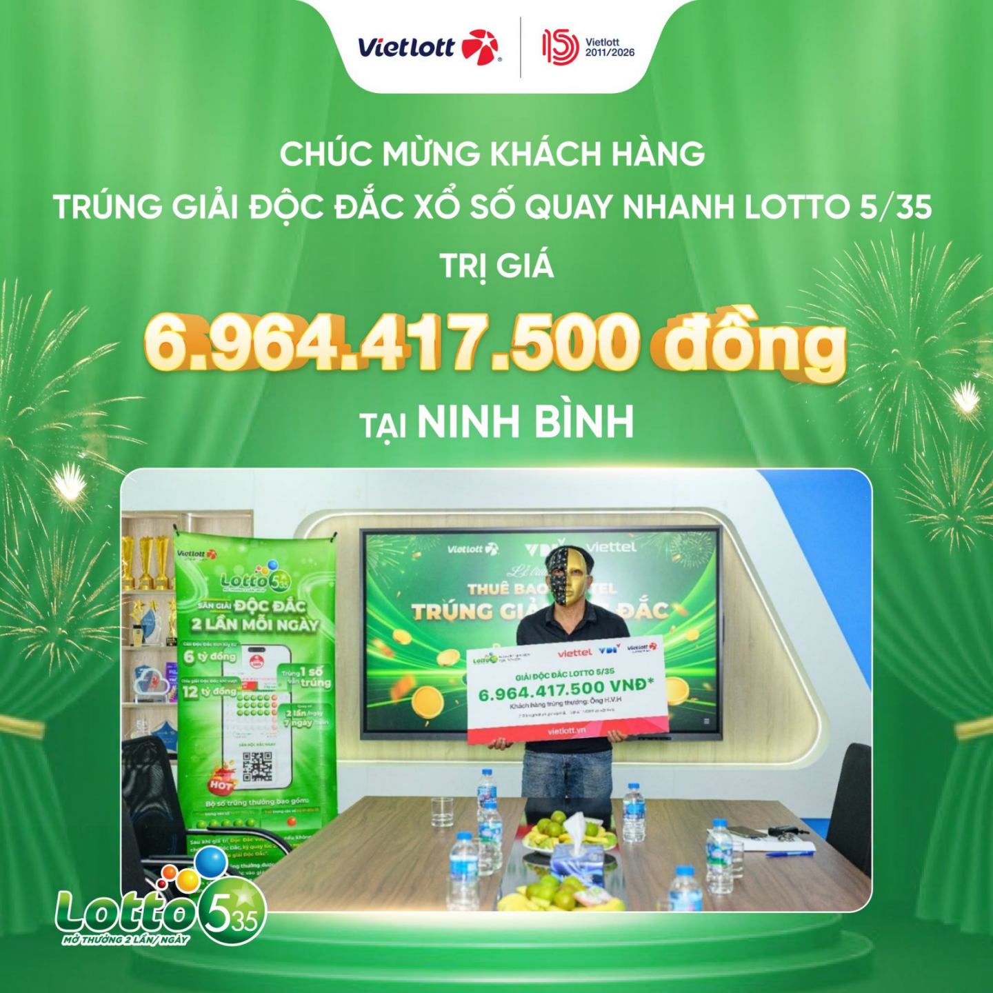 Bất ngờ thức giấc sau buổi trưa, chủ cửa hàng tại Ninh Bình đón tin trúng Độc đắc gần 7 tỷ đồng