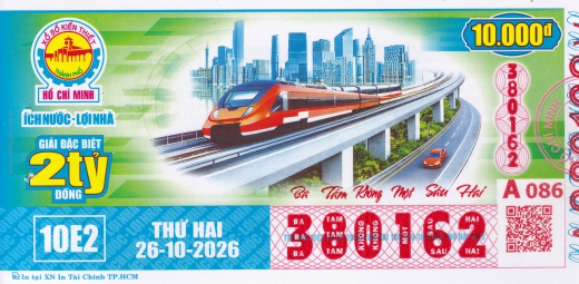Mẫu vé số đối chiếu Miền Nam - Đài TP. Hồ Chí Minh ngày 26/10/2026 - Xổ Số Kim Ngân